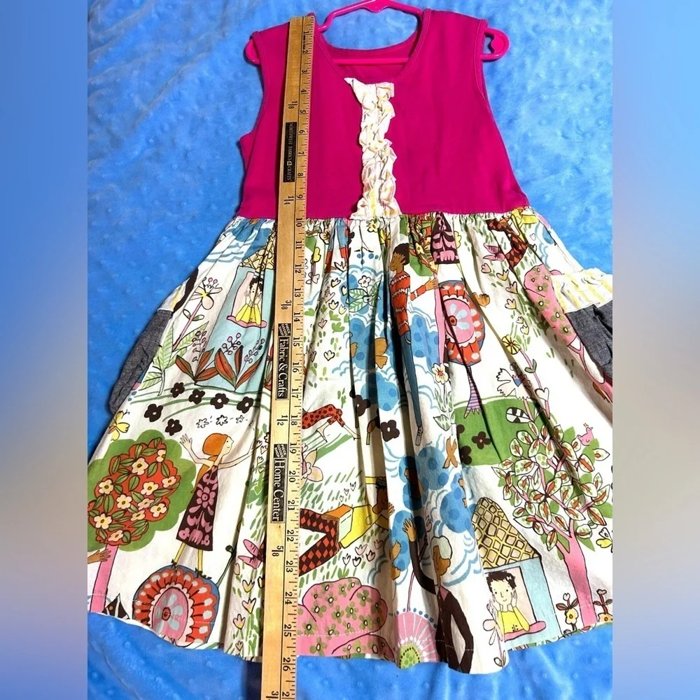 Vintage Unique Sweethoney‎ Sleeveless Dress with Whimsical Print, Pockets